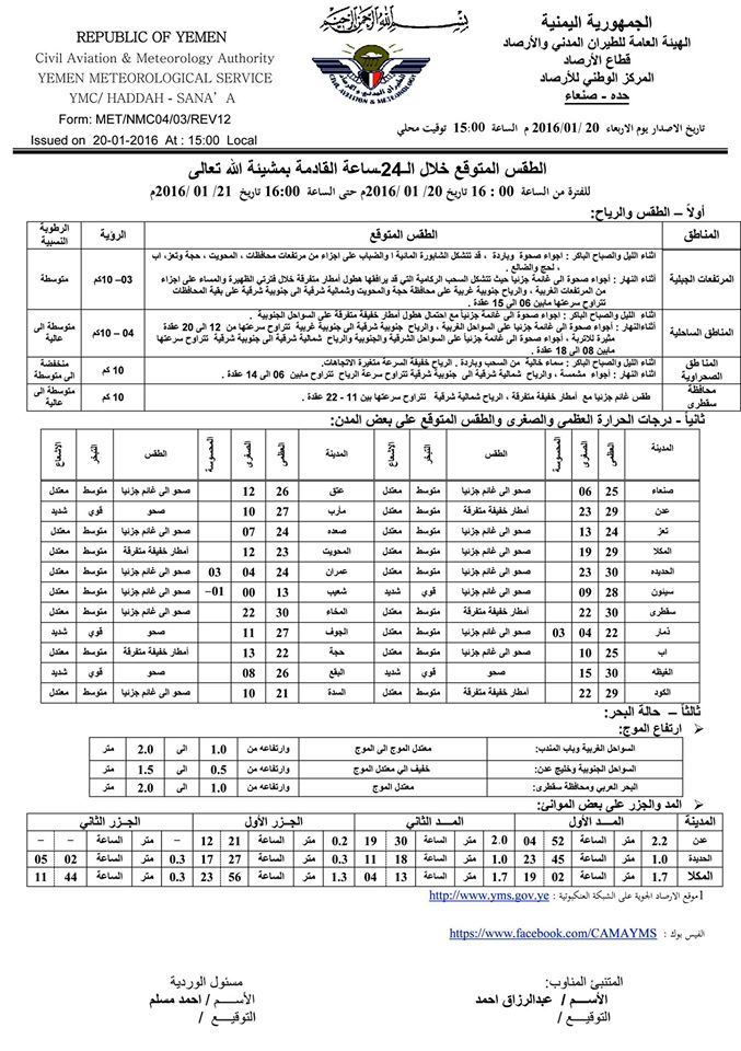 الطقس الخميس 21 يناير2016