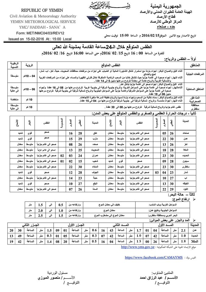 الطقس الثلاثاء 16 فبرائر2016