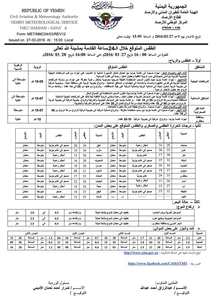 الطقس الاثنين 28 مارس2016