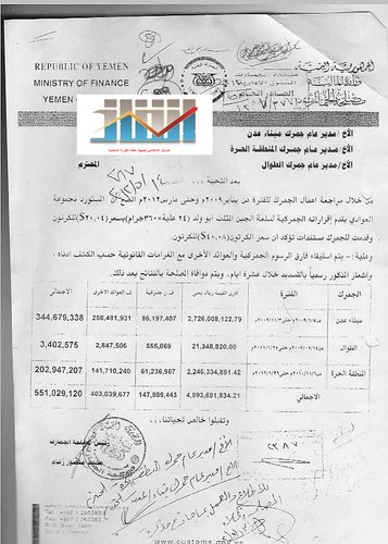 وثيقة تكشف التلاعب بالأسعار الحقيقية للسلع المستورة في المنافذ الجمركية و حرمان الخزينة من ملايين الريالات