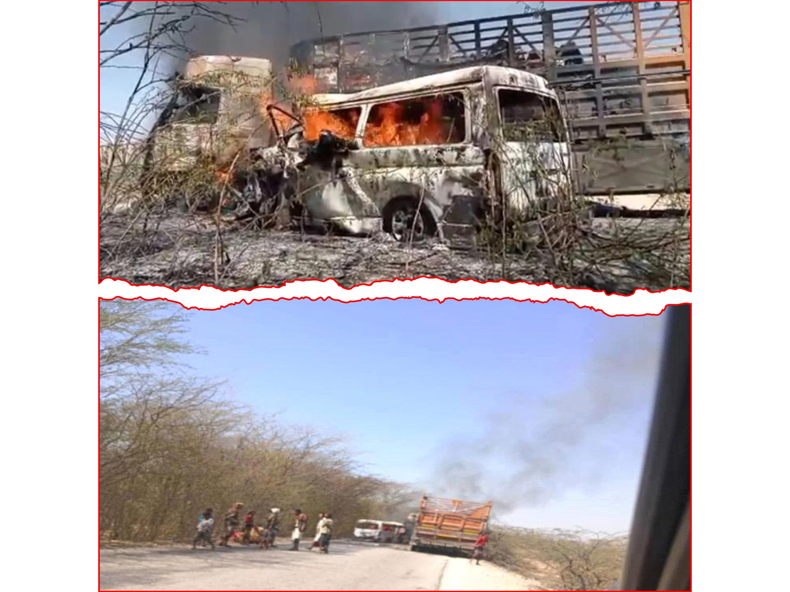 ضحايا في حادث سير مروع بأبين.. احتراق باص ركاب إثر تصادم عنيف مع شاحنة 1 17332 scaled