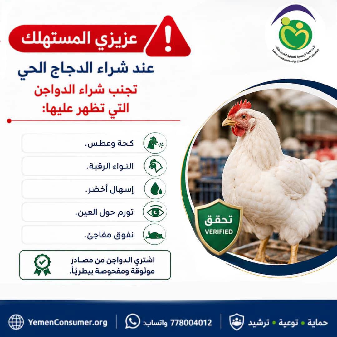 جمعية حماية المستهلك توجه إرشادات للمستهلكين عند شراء الدجاج 1 FB IMG 1782308673133