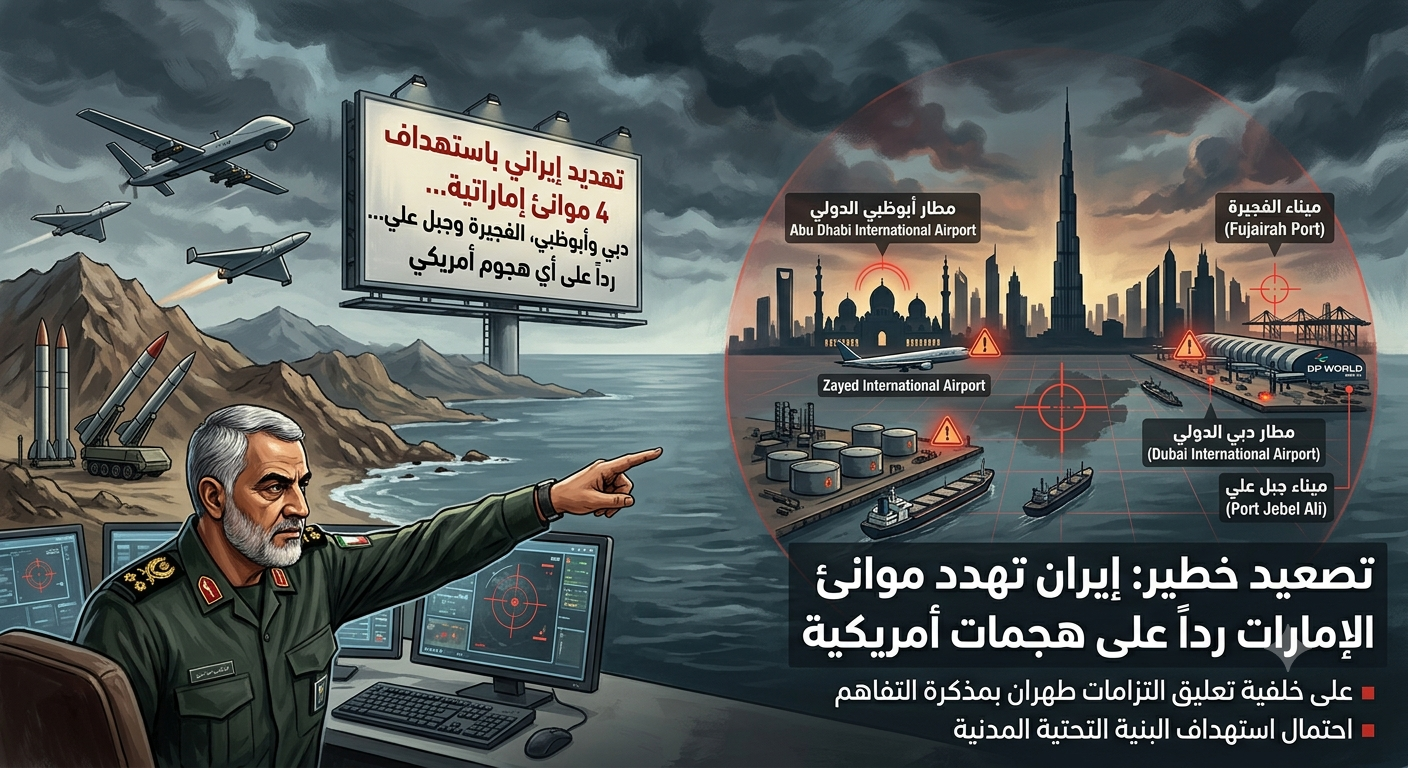 بعد تعليق التزامها بمذكرة التفاهم.. تهديد إيراني باستهداف أربعة موانئ في الإمارات 1 1784404501112