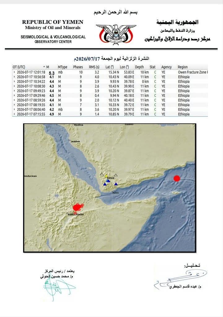 زلزال يضرب خليج عدن 2 986