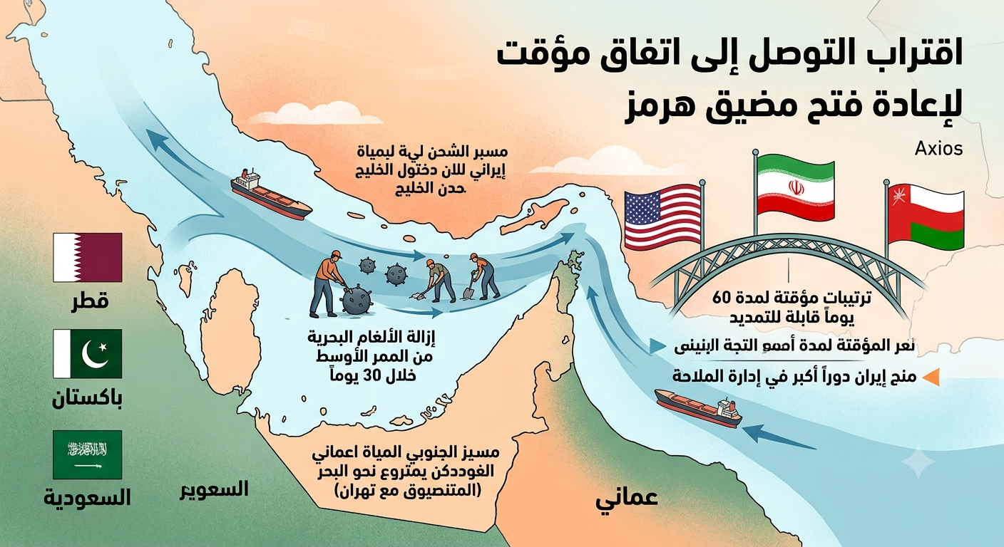 موقع: اقتراب التوصل إلى اتفاق مؤقت لإعادة فتح مضيق هرمز 1 474